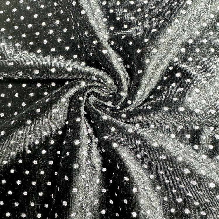 Factory direct sales 100% polyester spray silver spray fabric Black glitter spray polyester fabric for ladies dress