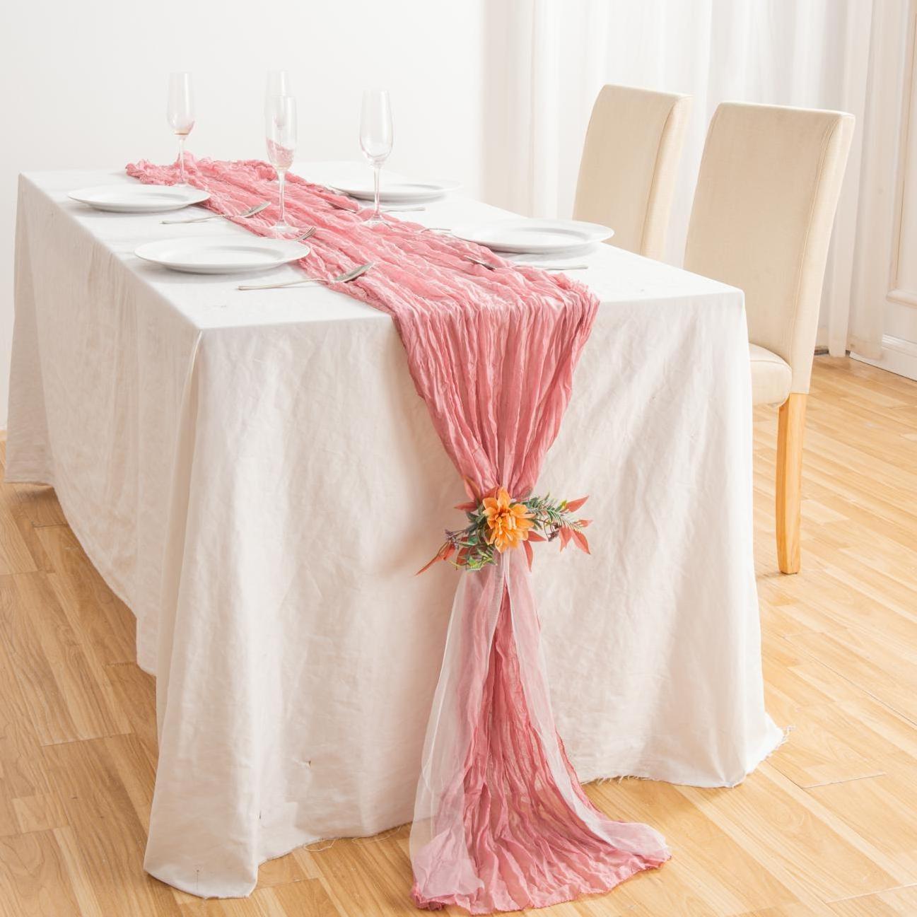 Factory Cheap Soft Terracotta Gauze Cheesecloth Cheese Cloth Wedding Party Cotton Table Runners