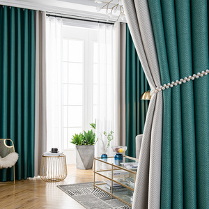 Bedroom Blackout Two-colour Patchwork Heavy Polyester Linen Modern Elegant Custom Drapes Luxury New Curtains Fashion