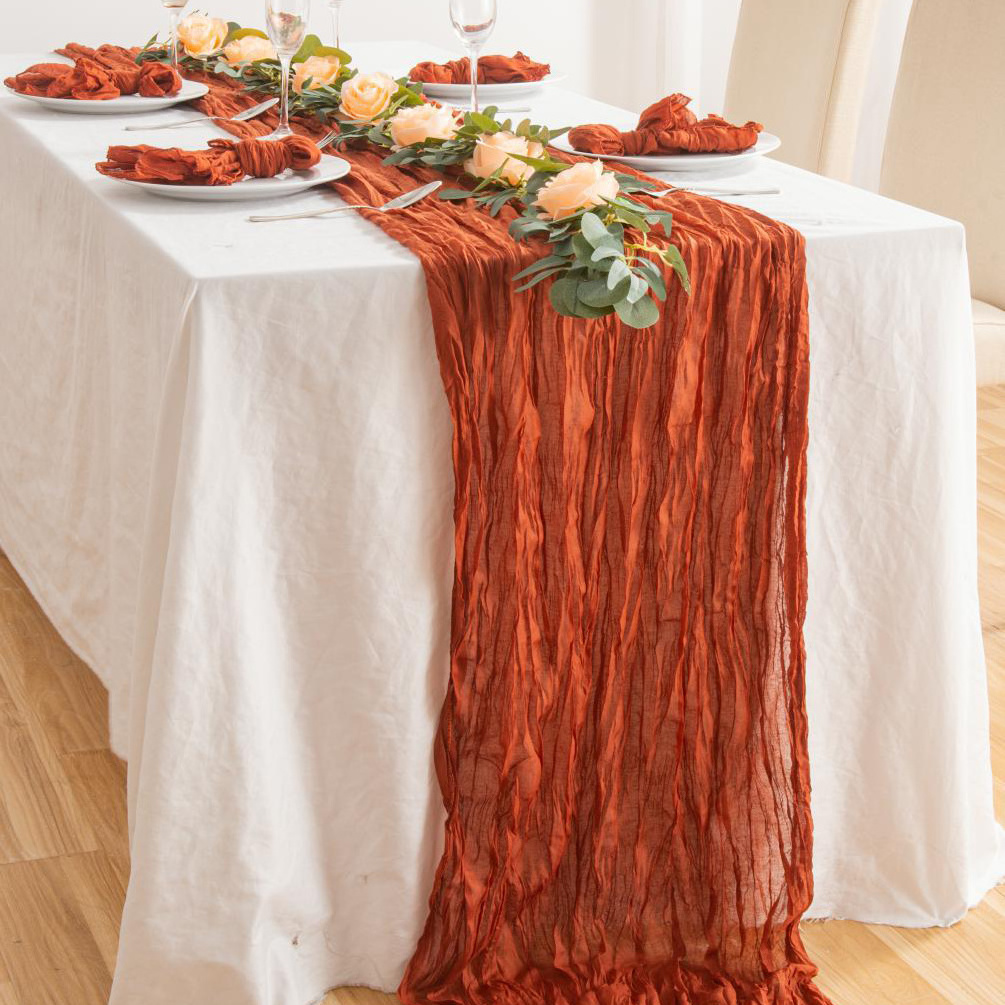 Factory Cheap Soft Terracotta Gauze Cheesecloth Cheese Cloth Wedding Party Cotton Table Runners