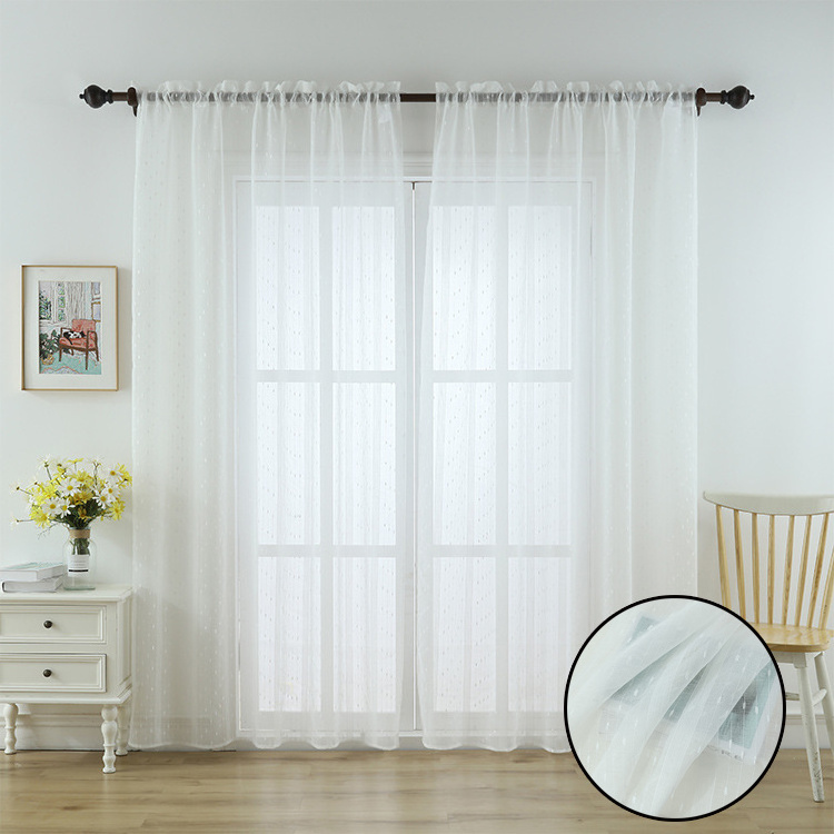 Cheap Simple White Striped Design Linen Sheer Drapes Tulle Curtains Modern Living Room Window