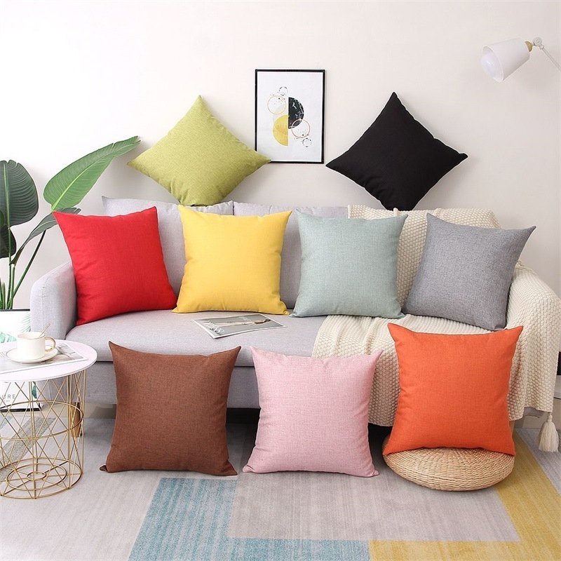 Outdoor Patio Linen Look Polyester Solid Waterproof Water Proof Cushion Covers Pillowcases Pillow Cases