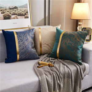 Modern Luxury Retro Texture Jacquard Gold Stripe Patchwork Velvet Pillow Case Pillowcase Cushion Cover