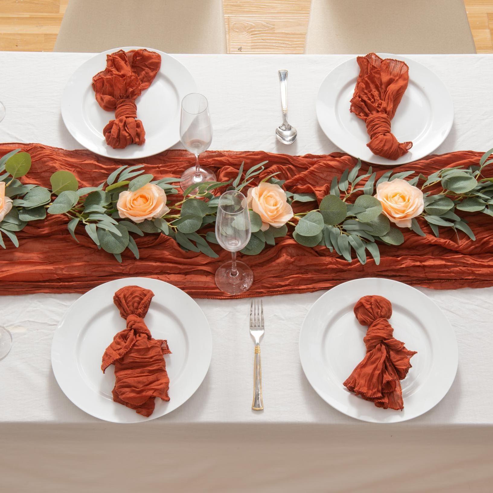 Factory Cheap Soft Terracotta Gauze Cheesecloth Cheese Cloth Wedding Party Cotton Table Runners