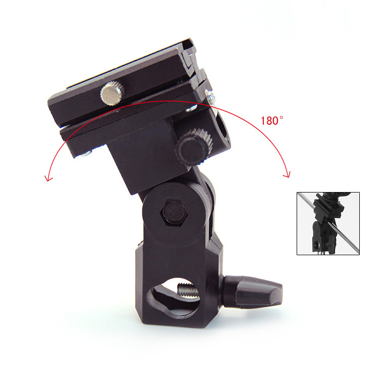 Type B Metal Flash Bracket Universal Hot Shoe Speedlite Umbrella Holder  Mount Swivel Adapter for Light Stand