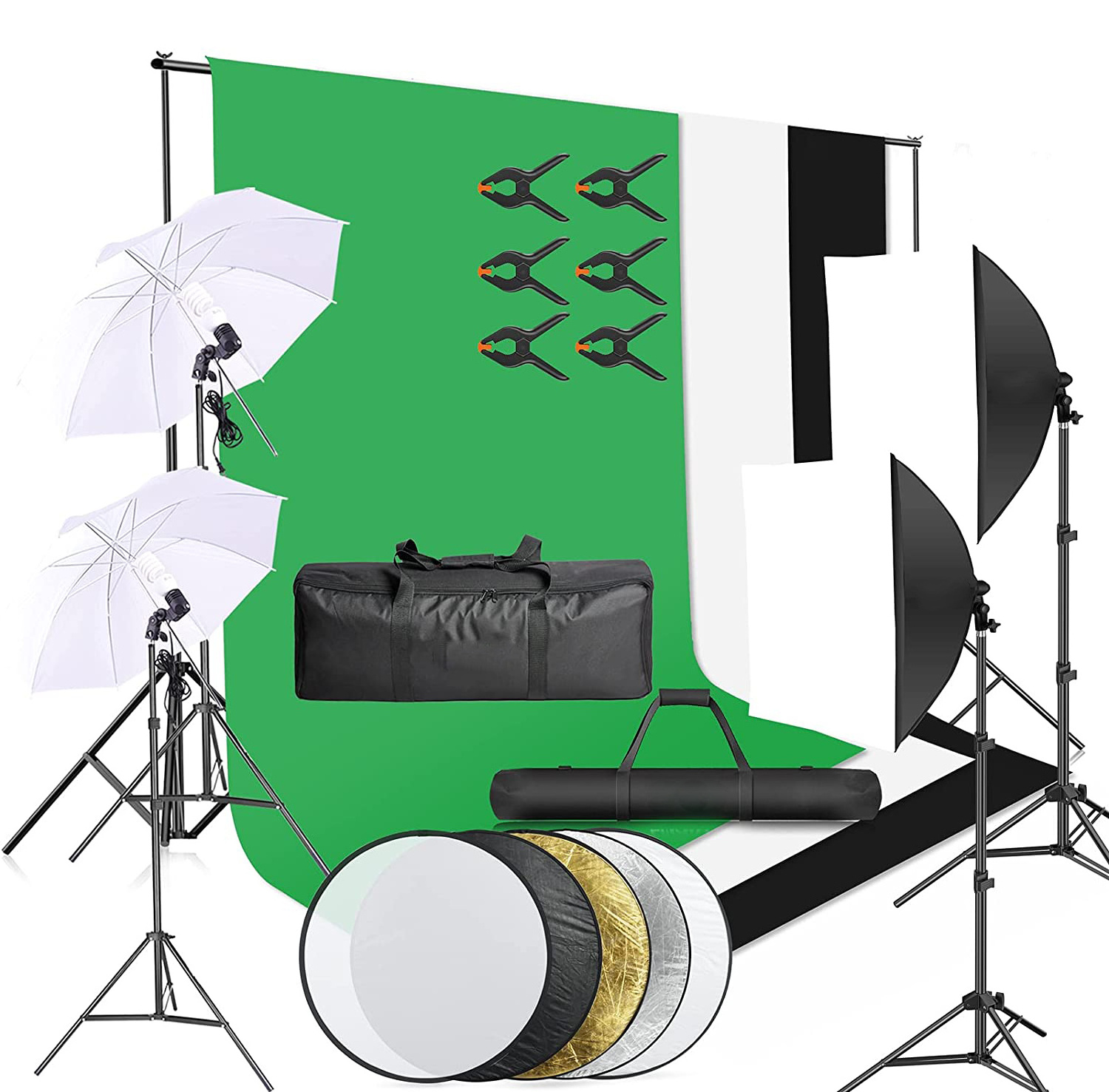 The big  photo studio equipment set include Backdrop stand,reflector,Photography  Lighting Kit Umbrella Soft box Set