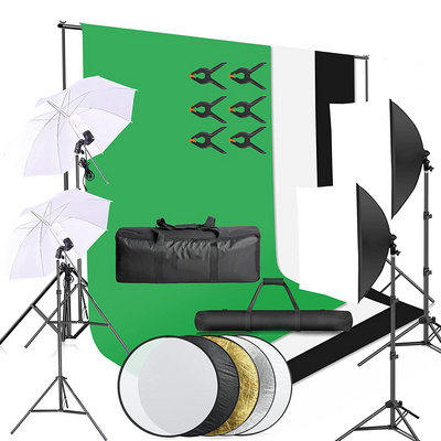 The big  photo studio equipment set include Backdrop stand,reflector,Photography  Lighting Kit Umbrella Soft box Set