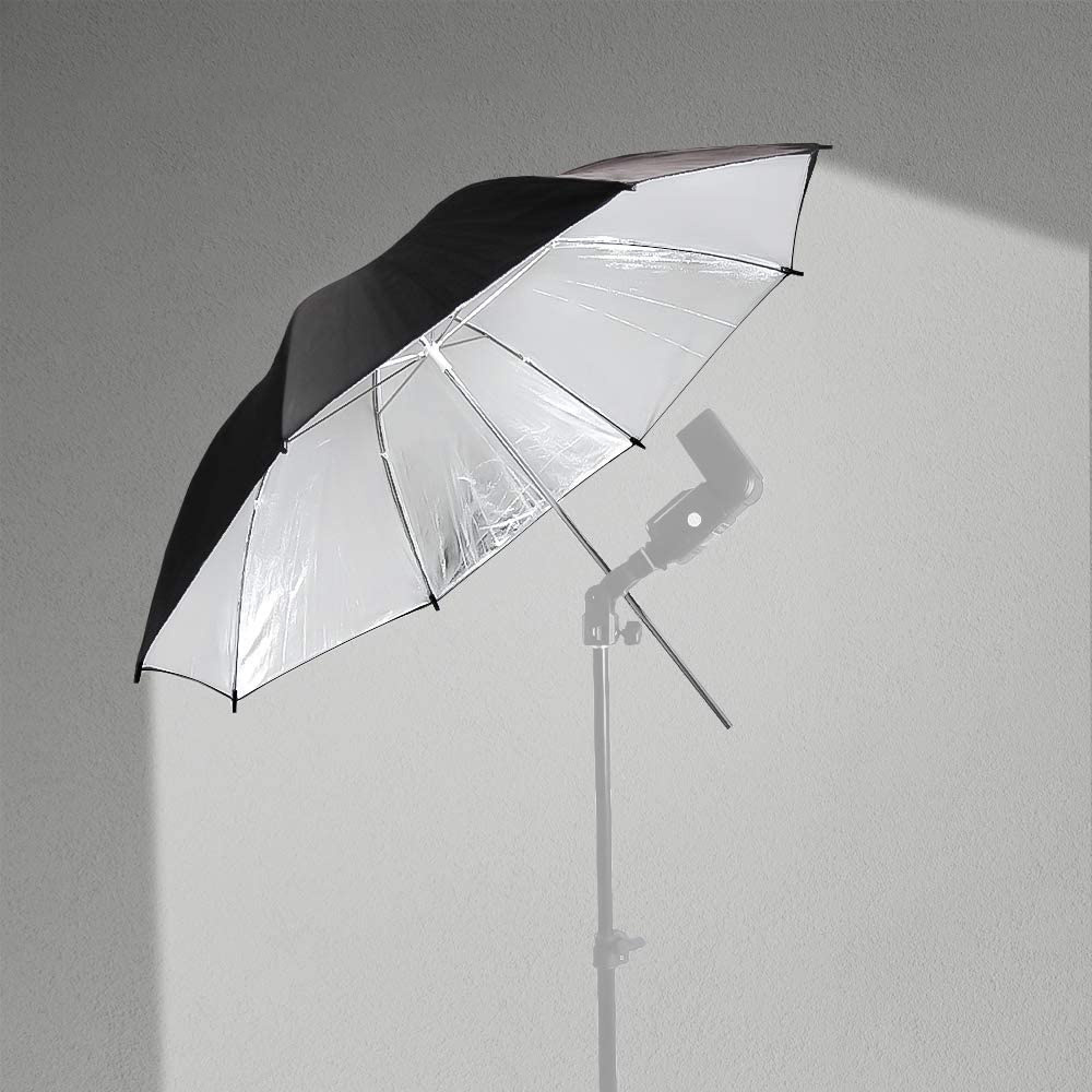 84cm Photography Umbrella Lighting Kit, 33inch Black & Silver Reflector Umbrella for Studio/Outdoor Photo and Video Lighting