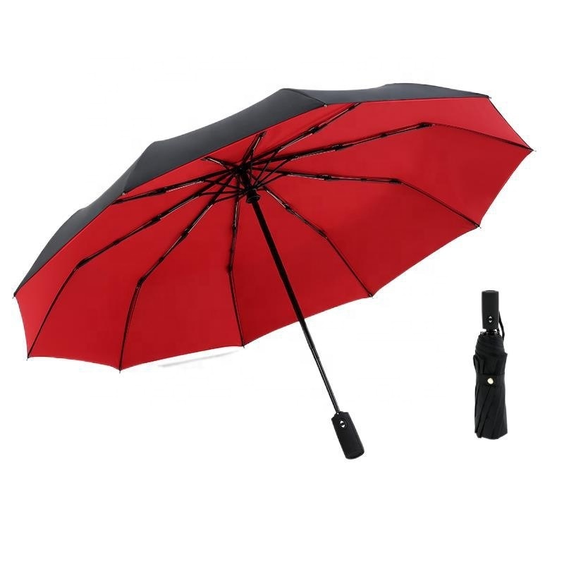 Factory Price Low MOQ Double Layers Logo Custom  3 Fold Umbrella Automatic