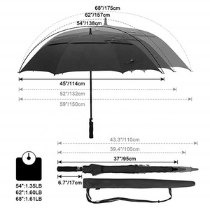 62 / 68 Inch Automatic Open Golf Umbrella Extra Large Oversize Double Canopy Vented Windproof Waterproof Stick Umbrellas