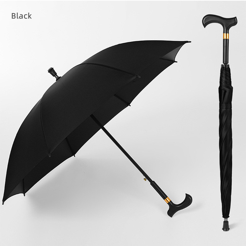 24 Inch 8k Large Crutch Umbrella Men Strong Windproof Crutch Long Handle Umbrella Walking Cane Climbing Umbrellas