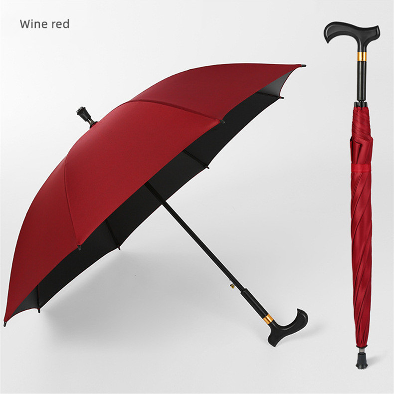 24 Inch 8k Large Crutch Umbrella Men Strong Windproof Crutch Long Handle Umbrella Walking Cane Climbing Umbrellas