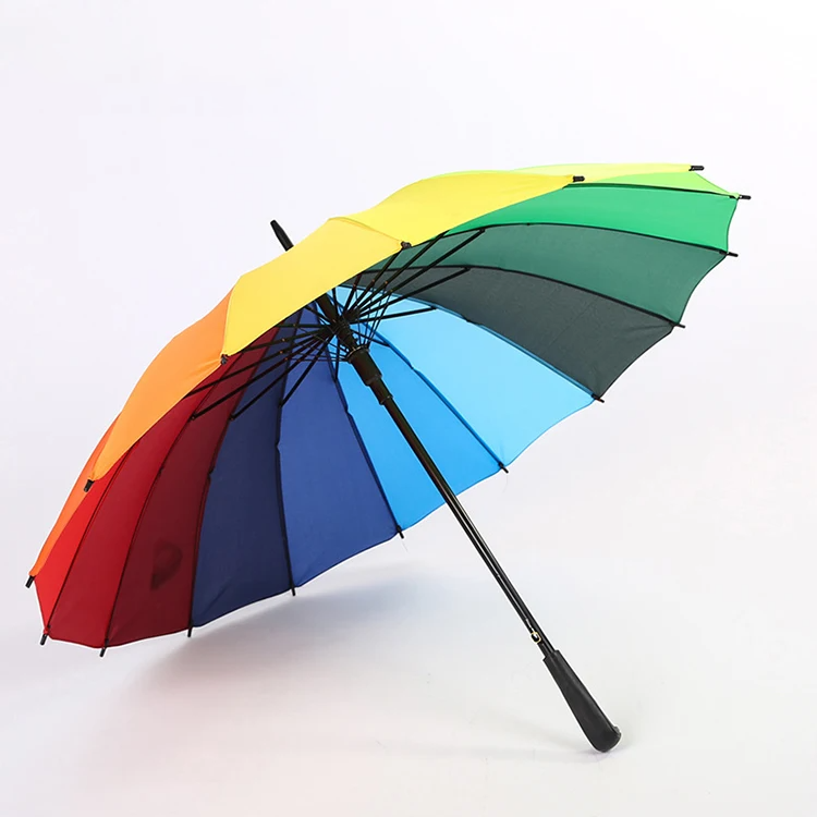 21 21 Inch 16k Automatic Open Iridescence Umbrella Golf Windproof Parasol Long Straight Handle Rainbow Umbrella