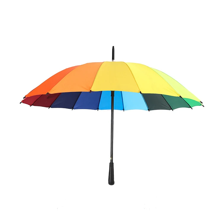 21 21 Inch 16k Automatic Open Iridescence Umbrella Golf Windproof Parasol Long Straight Handle Rainbow Umbrella