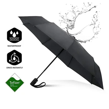 automatic umbrella foldable Custom logo printing Cheap promotional windproof Pongee for The Rain China factory 3 fold umbrella