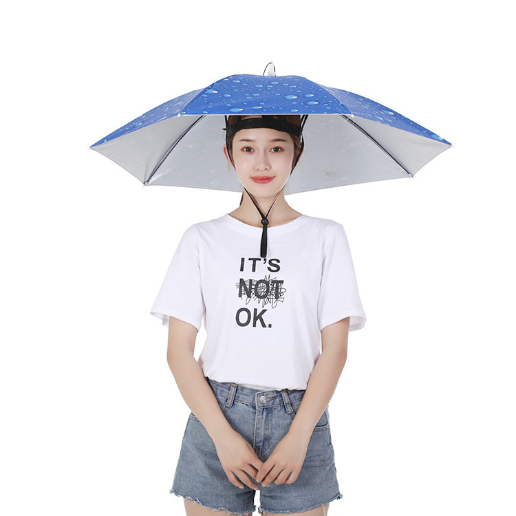 Outdoor Umbrella Hat Novelty Foldable Sun&Rainy Day Hands Free  Folding & Waterproof Multicolor Head Hat Umbrella