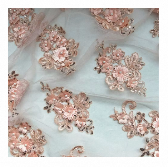 Wholesale 2023 new design heavy lace pearl beaded embroidery fabric 3d floral fabric indian sequin embroidery mesh fabric