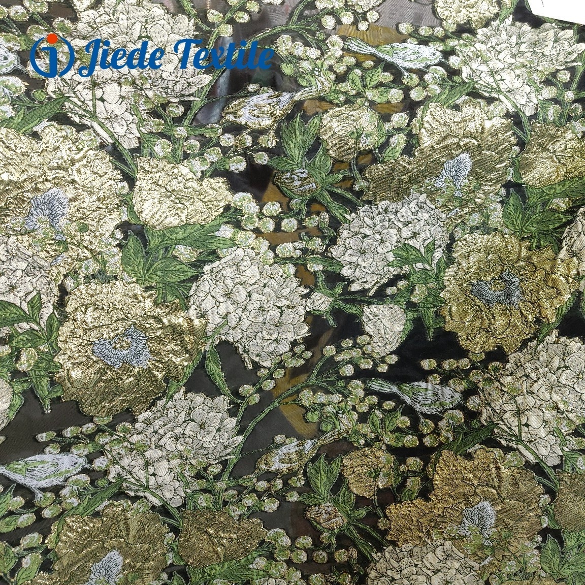 Eco-friendly Chinese Style Luxury Floral Gold Metallic Lurex Polyester Jacquard Organza Fabrics for Dress