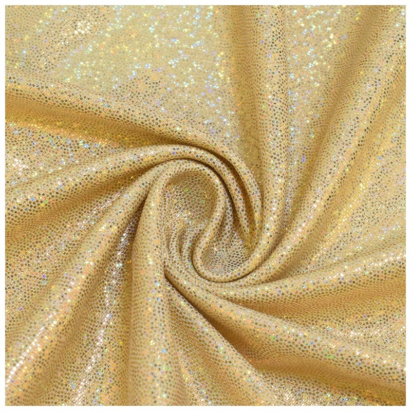 New design 4 way stretch foil  jersey fabrics swimwear fabric shiny sequin foil dot spandex fabric for dancewear stage garment