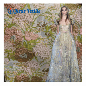 Eco-friendly Chinese Style Luxury Floral Gold Metallic Lurex Polyester Jacquard Organza Fabrics for Dress