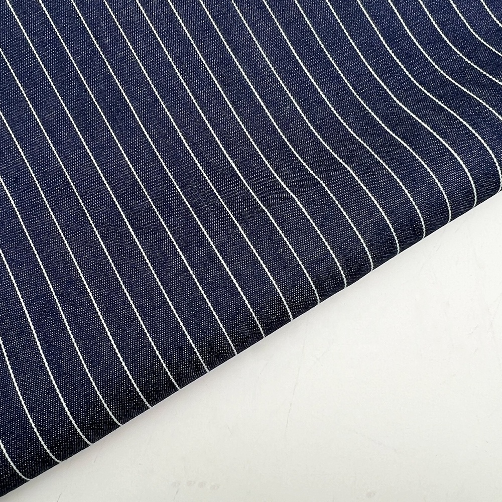 Factory price 100% cotton stripe jeans fabric washed denim material fabric for jacket coat