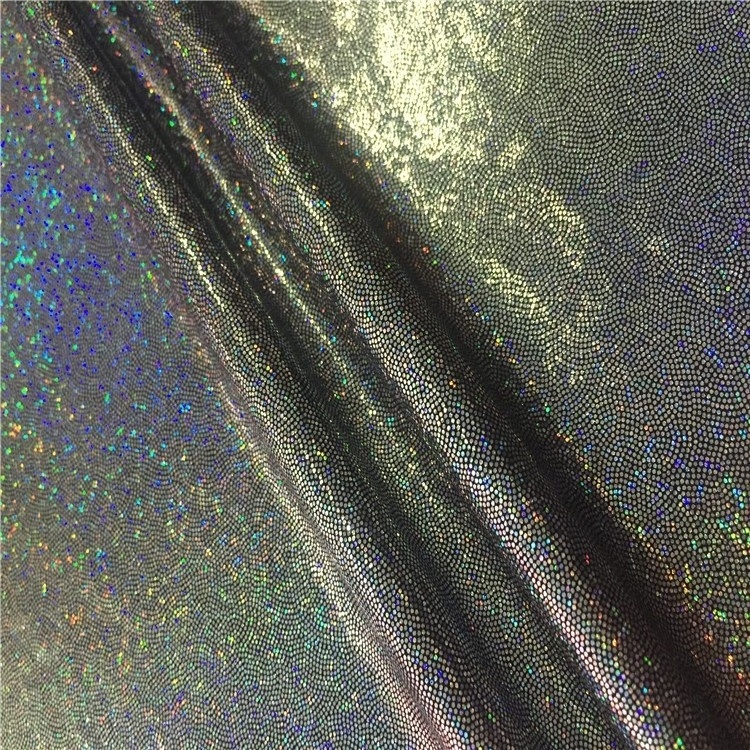 New design 4 way stretch foil  jersey fabrics swimwear fabric shiny sequin foil dot spandex fabric for dancewear stage garment