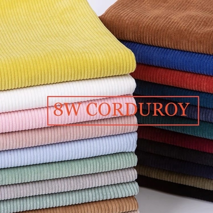 2022  High Quality Widely Popular 8 wales 100% Organic Cotton Stock Corduroy Fabric For Clothing Pants Jackets