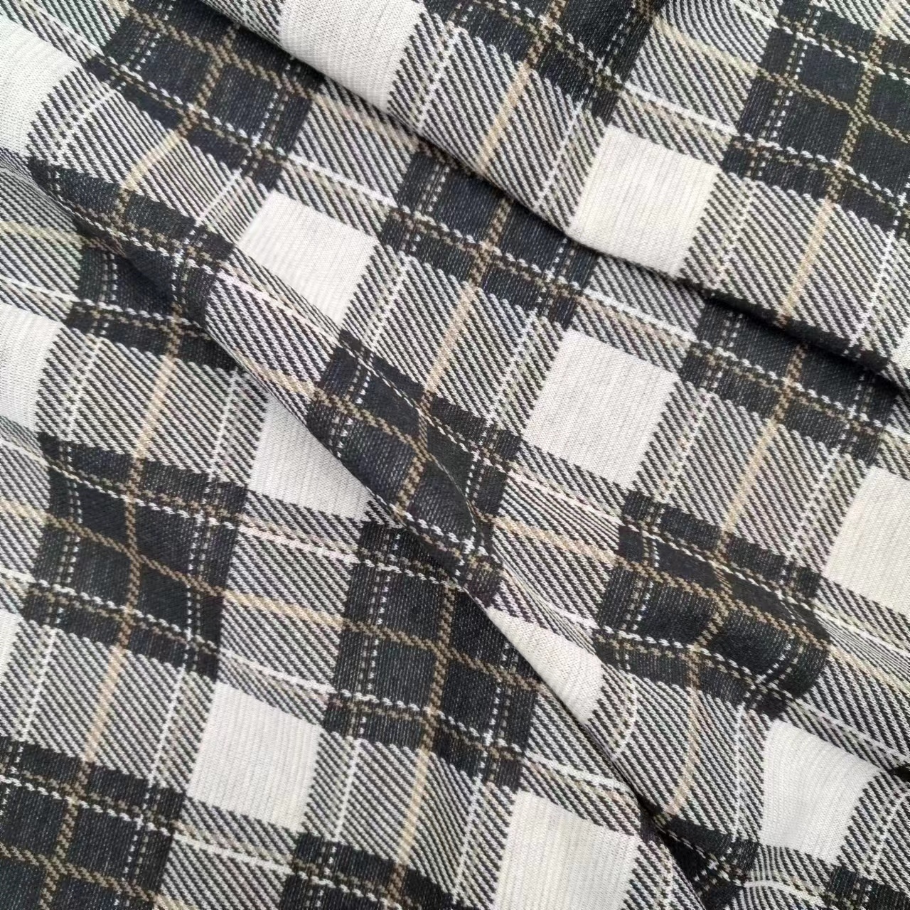 Eco-friendly 2024 New Design Plaid Check TR Spandex Yarn Dyed Knitted Stretchy Polyester Rayon Jacquard Fabrics for Coat Jacket