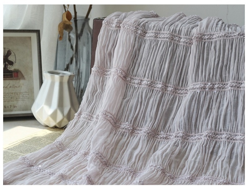 Manufacturer 3D Striped Stretchy Chiffon Sequins Fabrics Textiles Crewel Embroidery Fabric Stretch Wrinkled Chiffon Fabric