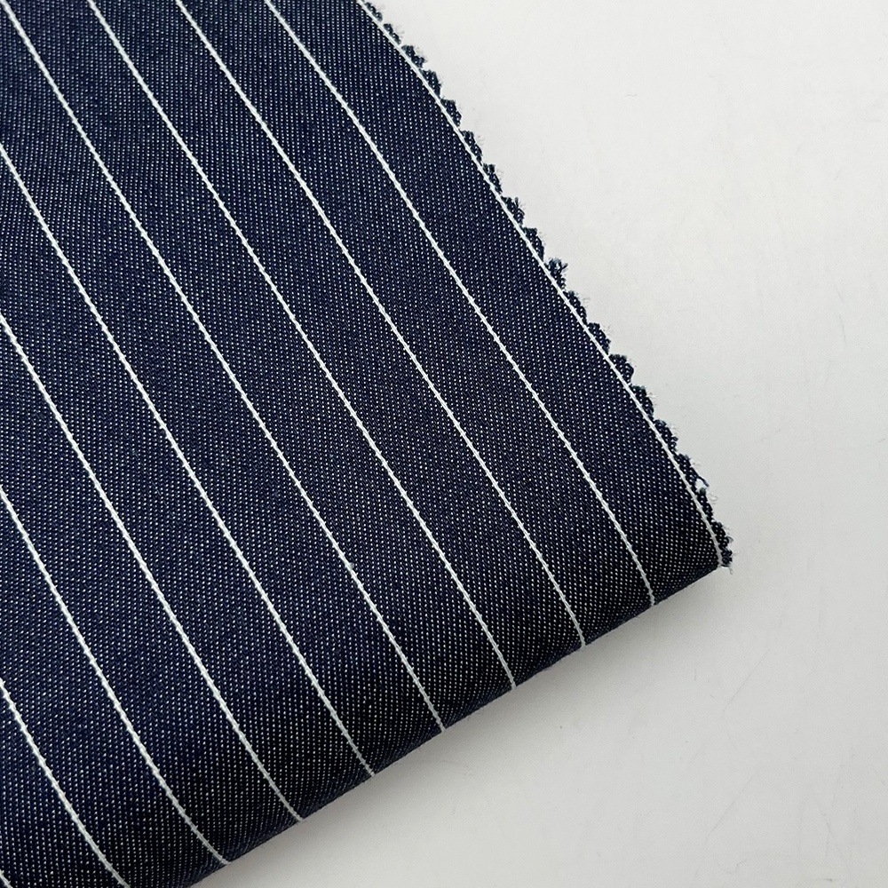 Factory price 100% cotton stripe jeans fabric washed denim material fabric for jacket coat