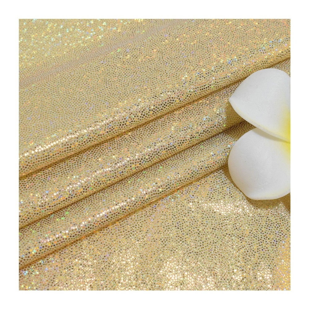 New design 4 way stretch foil  jersey fabrics swimwear fabric shiny sequin foil dot spandex fabric for dancewear stage garment