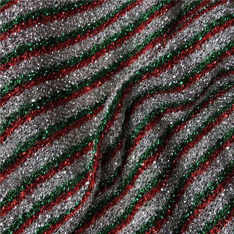 Kparkling Striped Rasta Silver Gold Glitter Carnival Glitter Christmas metallic Tinsel Lurex Fabric Lurex Knit Metallic Fabric