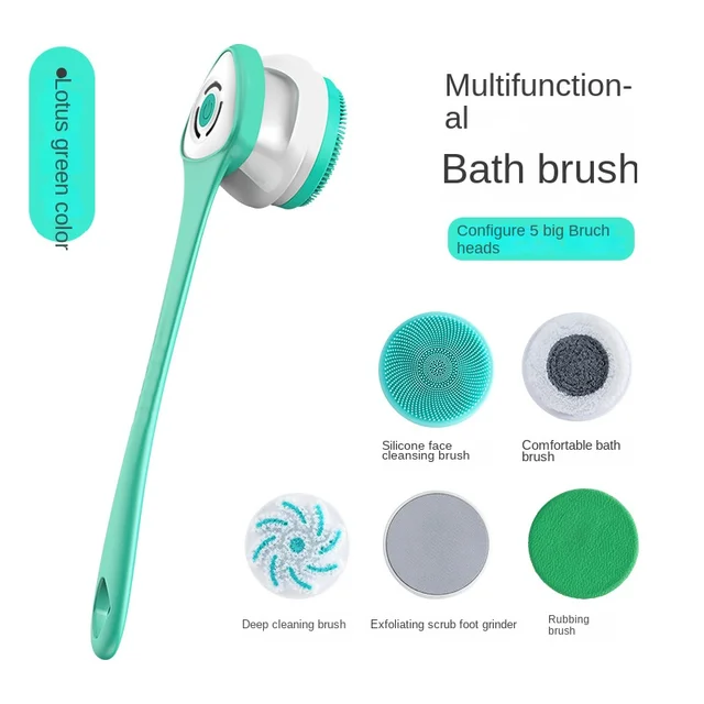 JIESHEN Silicone Body Scrubber Electric Shower Brush Cordless USBcharge Bath Washing Silicon Back Massage Foot Exfoliating