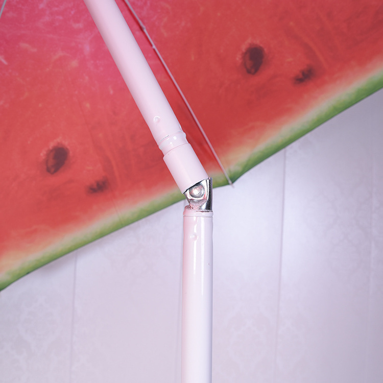 Custom Light Weight Small Compact 170 T Polyester Fruit Beach Umbrella for Sand with Tilt Mechanism