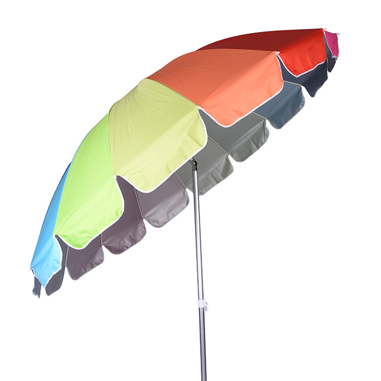 High Quality 2.4*16k Outdoor Rainbow Color Beach Umbrella With Air-vent And  Tilt