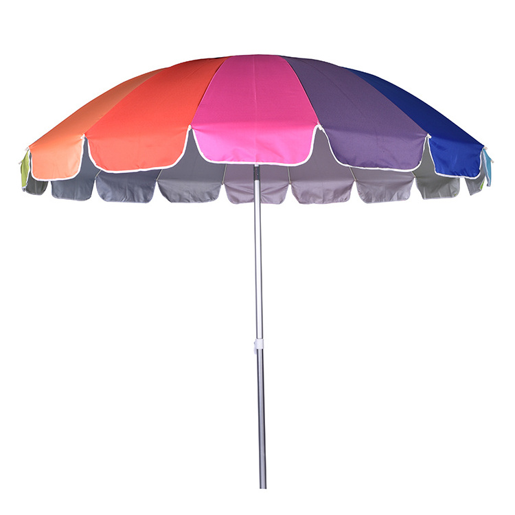 High Quality 2.4*16k Outdoor Rainbow Color Beach Umbrella With Air-vent And  Tilt