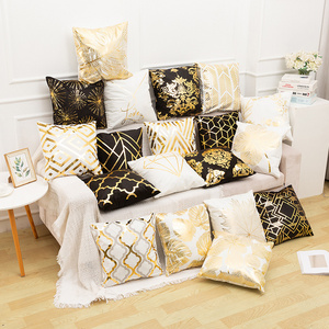 JIUANG Textiles 45*45cm Golden Pillow Covers Gilding Sofa Embrace Pillow Case Gold Foil Velvet Geometric Cushion Cover