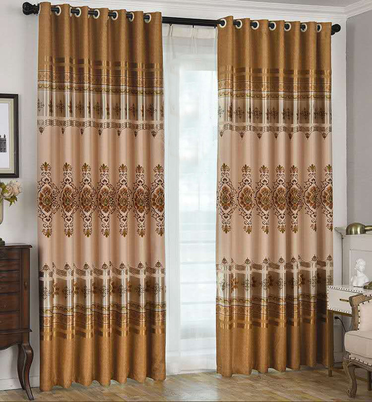 JA Wholesale Luxury European Style Stripe Printed Blackout Fabric Beautiful Window-Ready Curtains for Enhanced Privacy Style