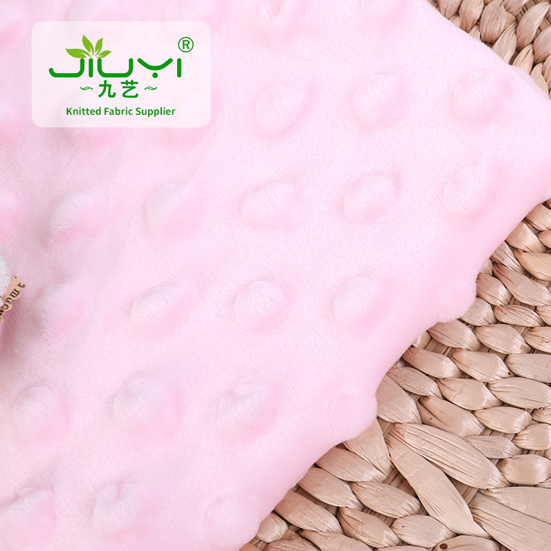 baby quilt blanket 100% polyester 3D embossed bubble plush velvet fleece dot minky fabric rolls for cuddle comfort  baby blanket