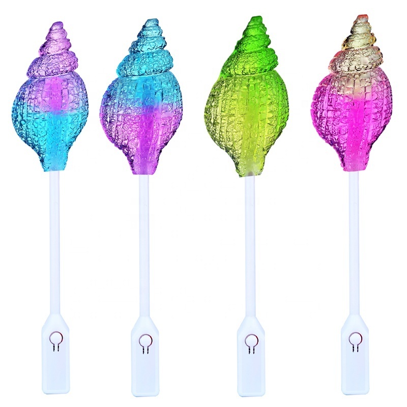 OEM Glitter Lollipop Eatable Private Label Vegan Light Stick Shell Shape Lollipop