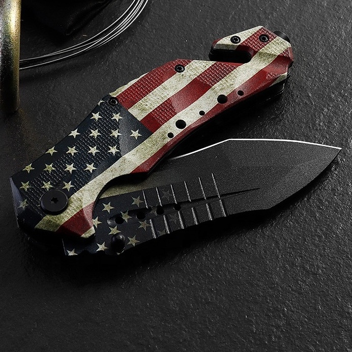 Glass Breaker Survival Knives Tactical Pocket Knife Top Selling G10 Handle Folding Industrial Stainless Steel Outdoor Tools 196G