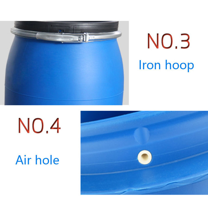 Plastic Barrel 200 Litre Hdpe Open Top Blue Plastic Drum 55 Gallon Plastic Drum With Iron Hoop