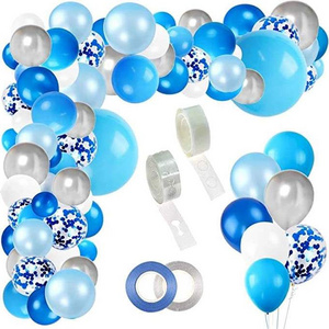 White Silver Metal Latex Confetti Balloon Blue Snowflake Balloons Garland Arch Kit Birthday Party Decorations