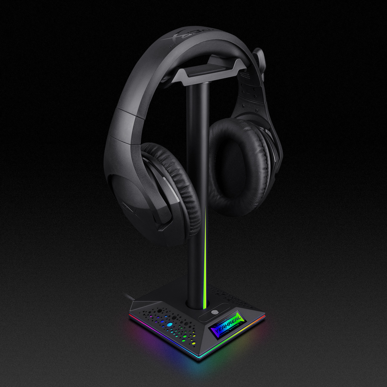 Dual Usb Earphone Hanger With Rgb Led Lights Gaming Headphone Holder Headset Stand With 3.5mm AUX