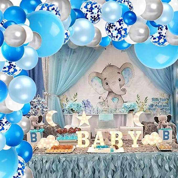 White Silver Metal Latex Confetti Balloon Blue Snowflake Balloons Garland Arch Kit Birthday Party Decorations