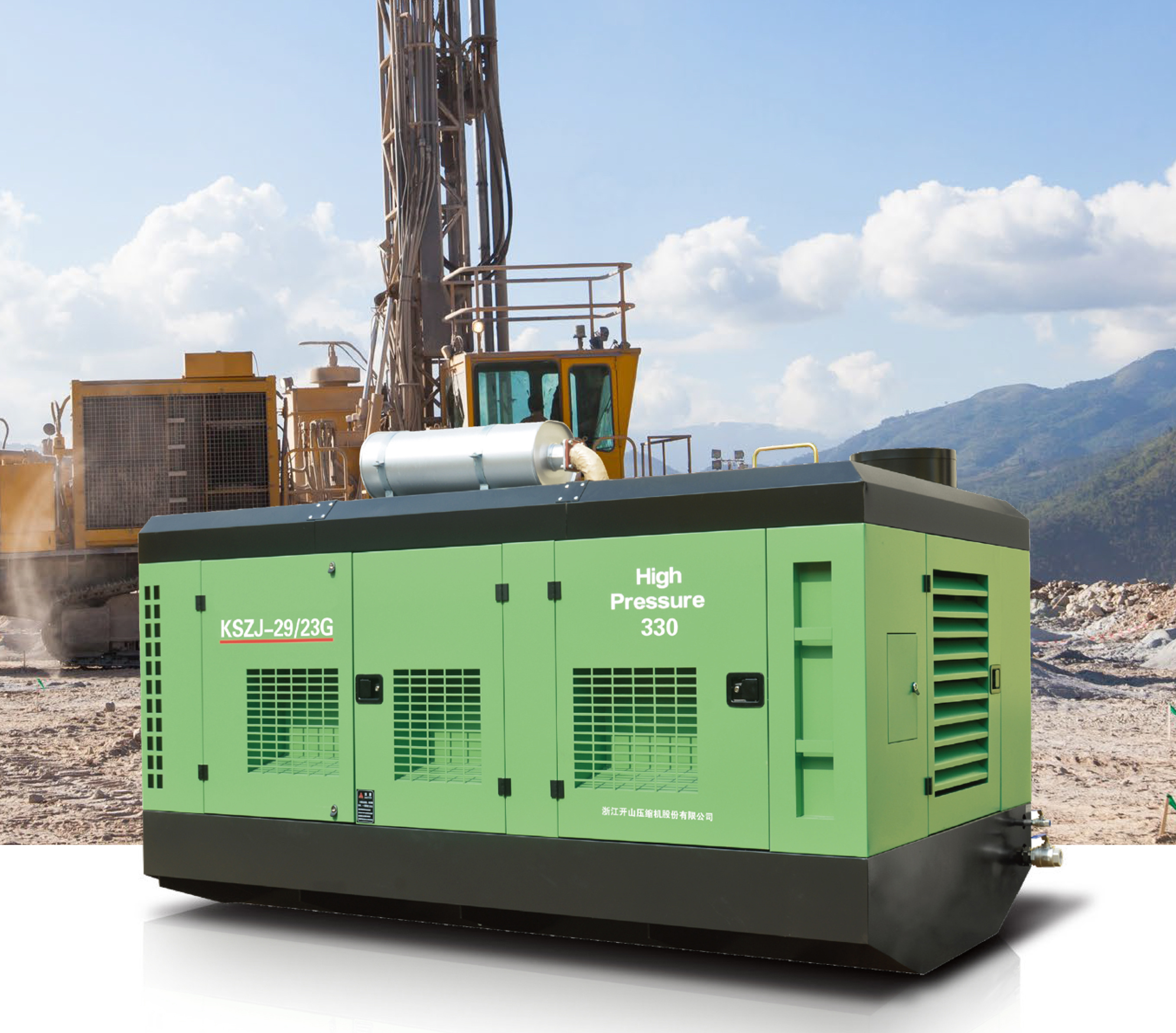 KAISHAN Diesel Portable Mobile or Skid - mounted Screw Air compressor For Sand blast  infrastructure construction