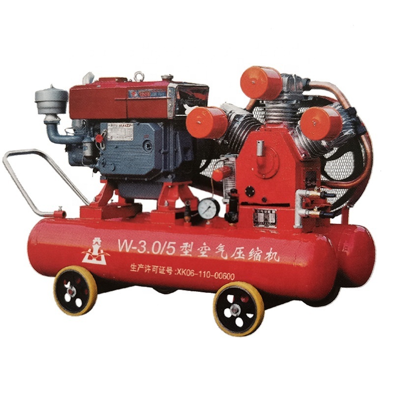 w3.5/5 5 7 Bar Diesel Engine Portable 100cfm Piston Small Mining Air Compressors set with Jack Hammer/Rock Drill Hammer