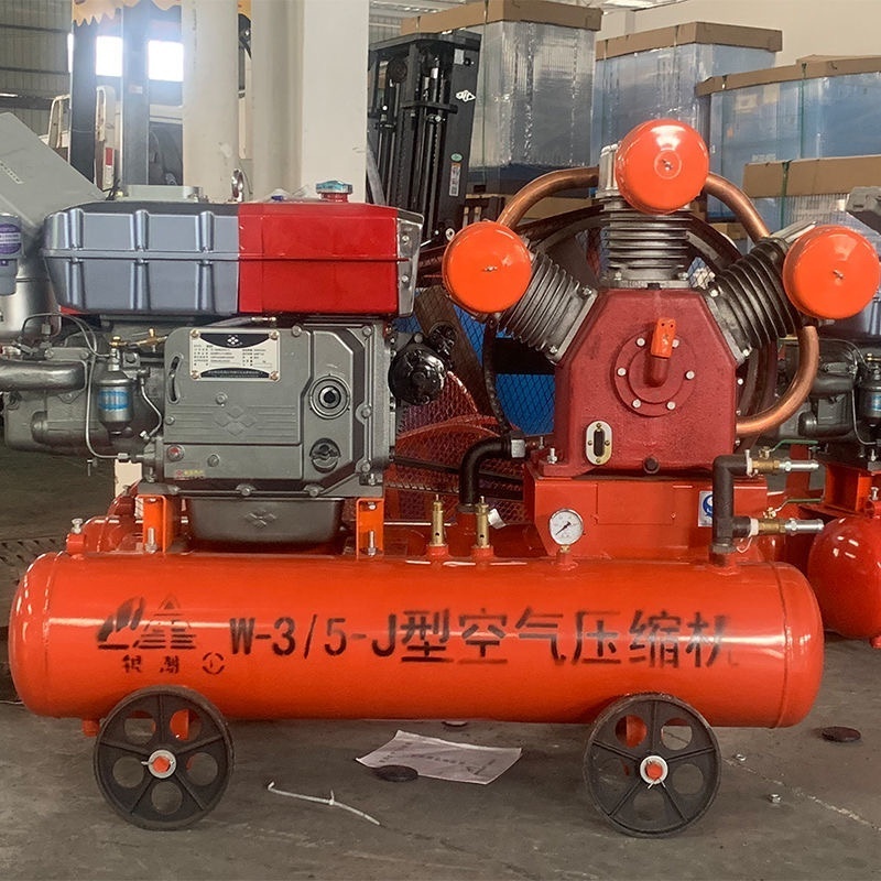 w3.5/5 5 7 Bar Diesel Engine Portable 100cfm Piston Small Mining Air Compressors set with Jack Hammer/Rock Drill Hammer