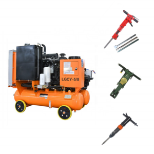 Kaishan LGCY-5/8 180cfm mining diesel portable air compressor with jack hammer spear parts