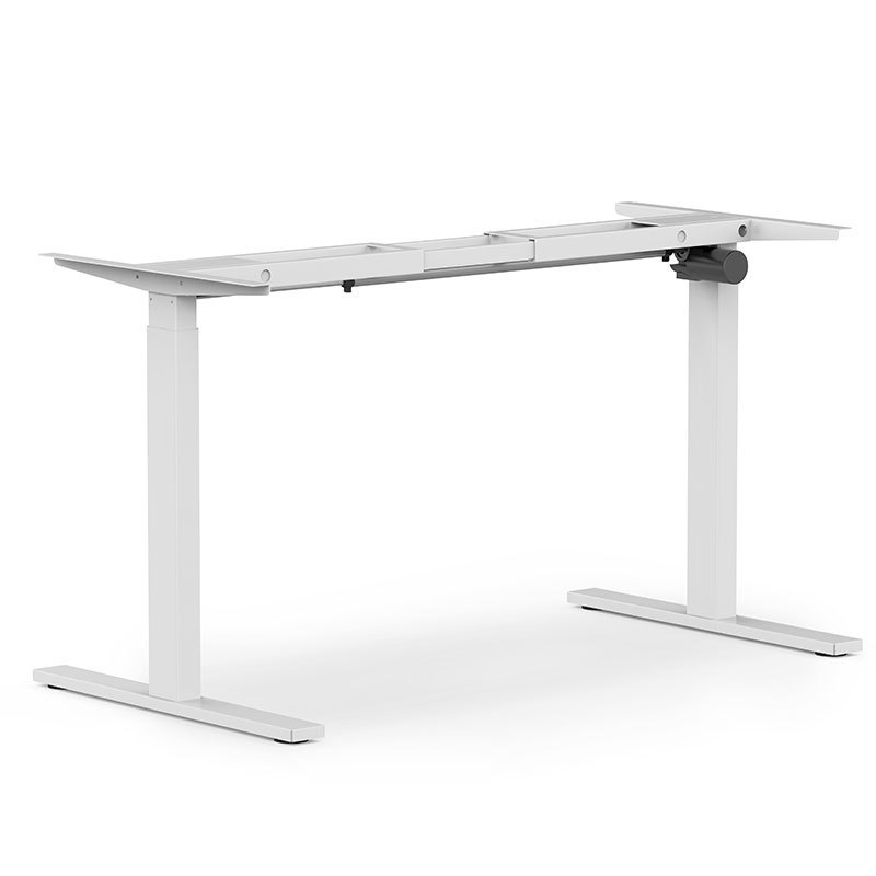 Office Luxury Electric Single Motor Desk Sit And Standing Up Computer Lift Desk White Frame Adjustable Height